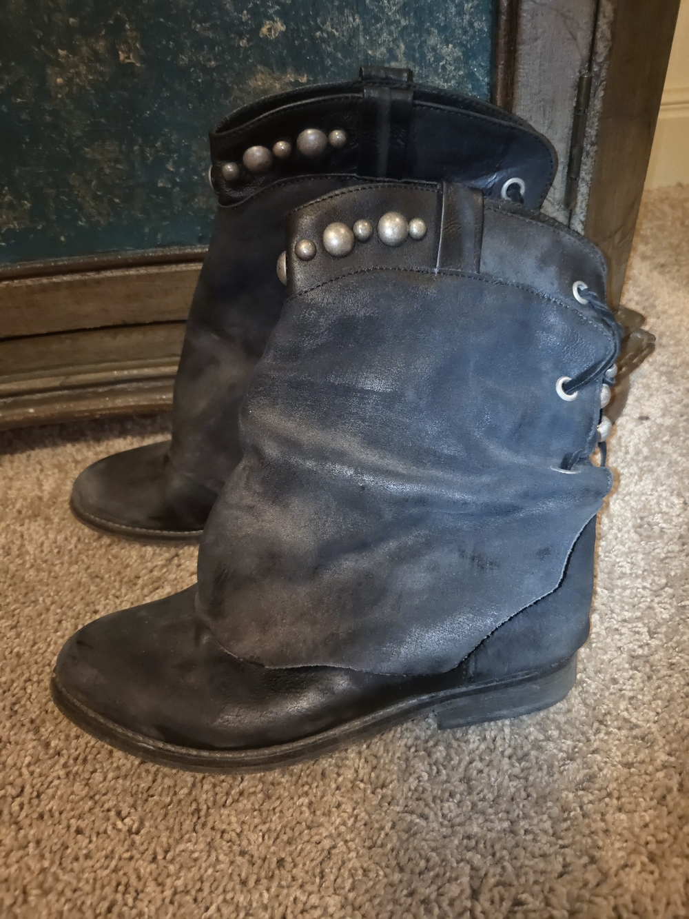 FREE PEOPLE/Black Studded Ankle Boots - Women